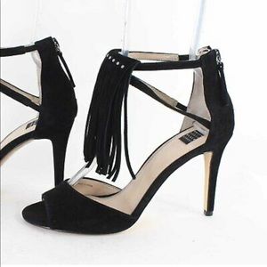White House Black Market suede fringe heels.